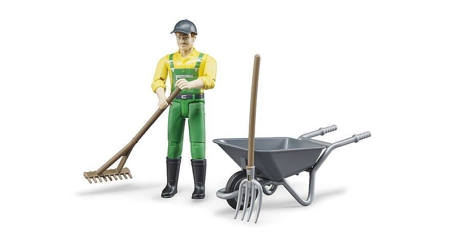 Agricultor Con Accesorios De Juguete Escala 1:16 Bruder - Imagen 1