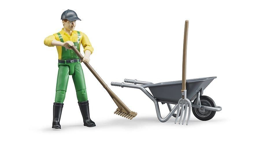 Agricultor Con Accesorios De Juguete Escala 1:16 Bruder - Imagen 2