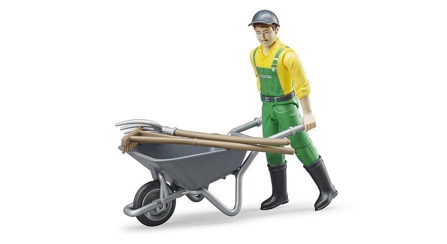 Agricultor Con Accesorios De Juguete Escala 1:16 Bruder - Imagen 3