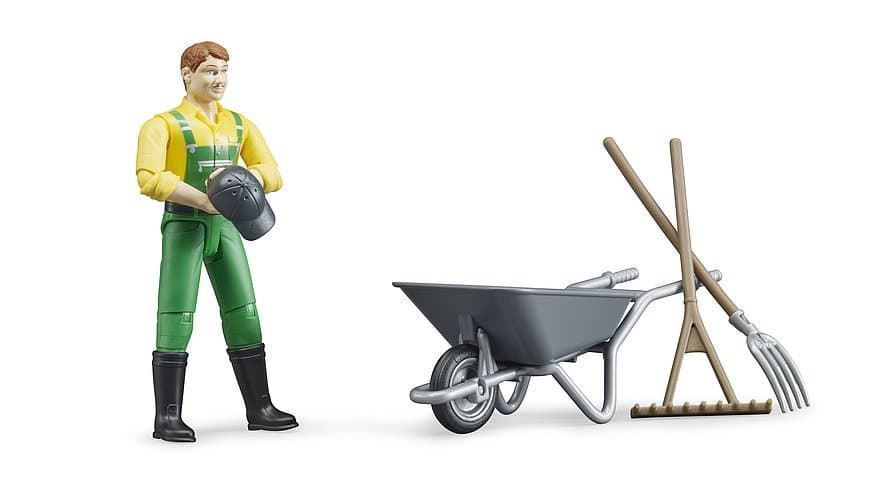 Agricultor Con Accesorios De Juguete Escala 1:16 Bruder - Imagen 4