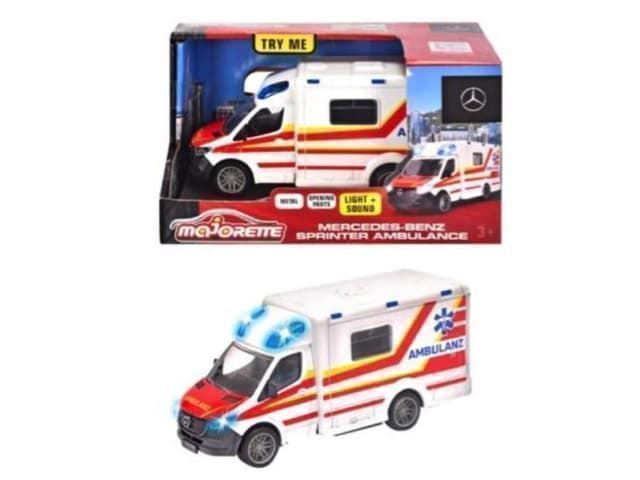 Ambulancia de juguete Mercedes Benz de metal con luz y sonido 12,5 cm - Imagen 1