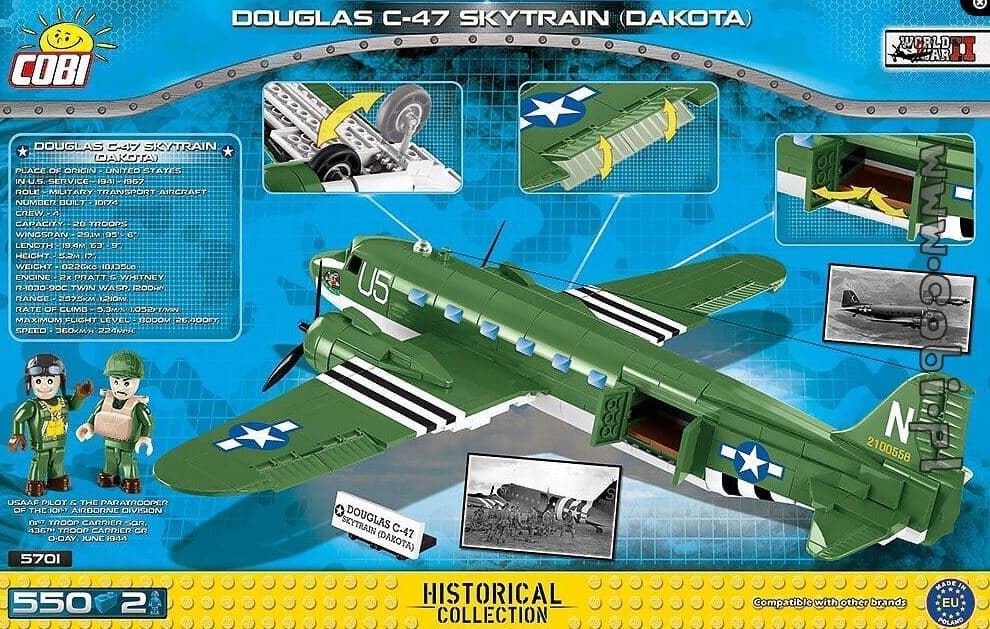 Avión Douglas C-47 Skytrain (Dakota) Cobi 5701 (550 piezas) - Imagen 7