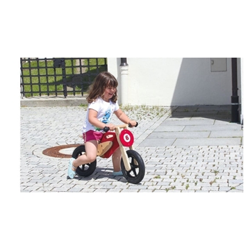 Bicicleta En Madera Moto Rojo De Juguete - Imagen 2