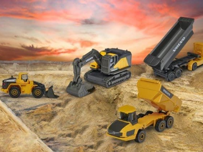 Set 4 vehículos de construcción VOLVO de metal