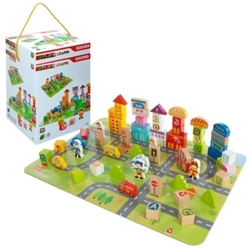 Bloques de madera ciudad 100 piezas - Imagen 1