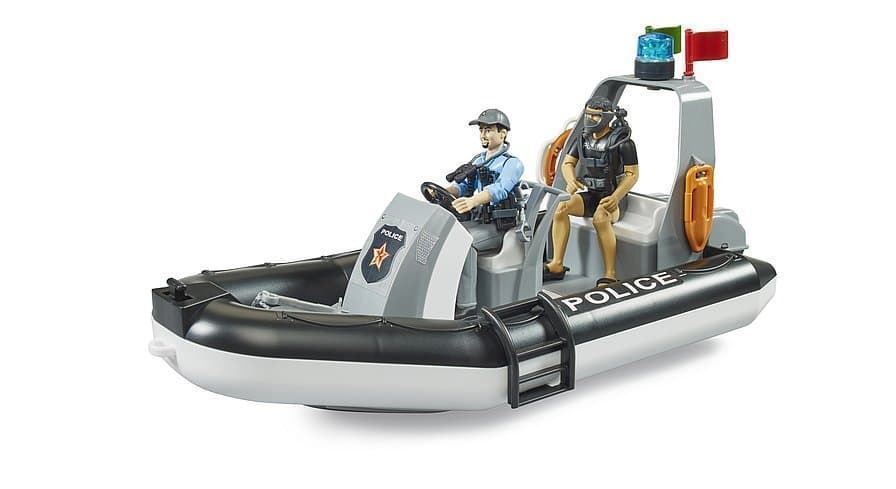 Bote inflable de policía con policía y buceador de juguete BRUDER 62733 - Imagen 1