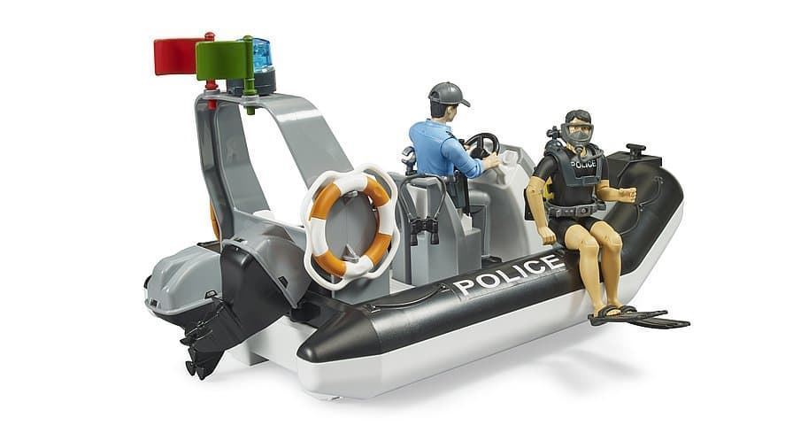 Bote inflable de policía con policía y buceador de juguete BRUDER 62733 - Imagen 3