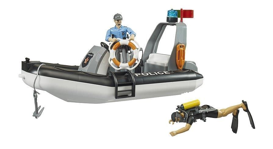 Bote inflable de policía con policía y buceador de juguete BRUDER 62733 - Imagen 4
