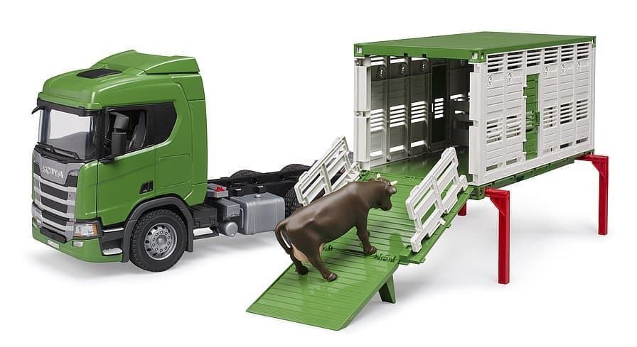 Camión de ganado SCANIA 560R con vaca BRUDER 03548 - Imagen 4