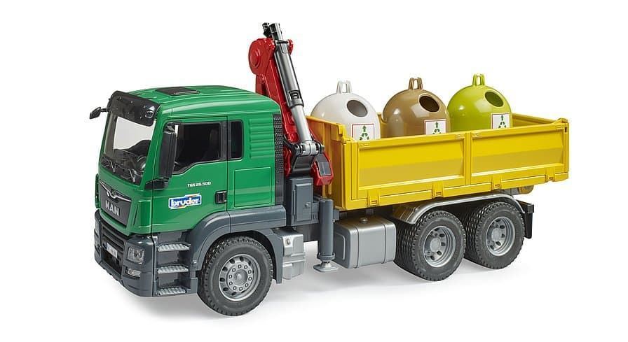 Camión MAN TGS + 3 Contenedores De Reciclaje De Juguete BRUDER 03753 - Imagen 3