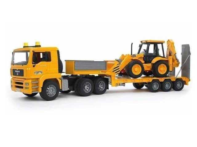 Camión Plataforma De Juguete MAN TGA + Pala Mixta JCB- Escala 1:16 BRUDER 02776 - Imagen 1