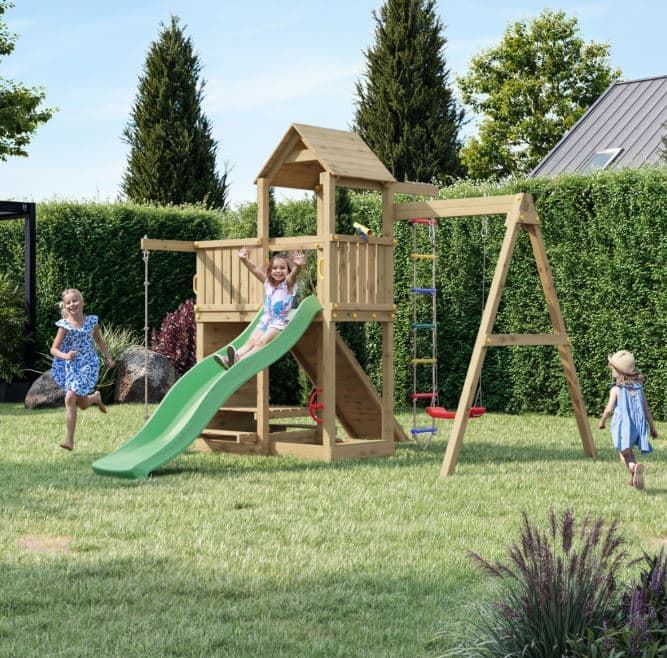 Casa de madera con tobogán y columpio Fungoo ACTIVER KDI - Imagen 4