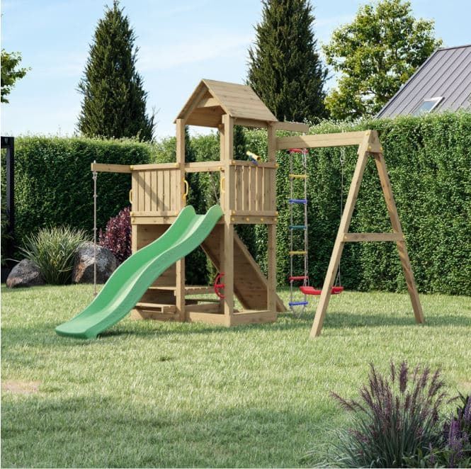 Casa de madera con tobogán y columpio Fungoo ACTIVER KDI - Imagen 6