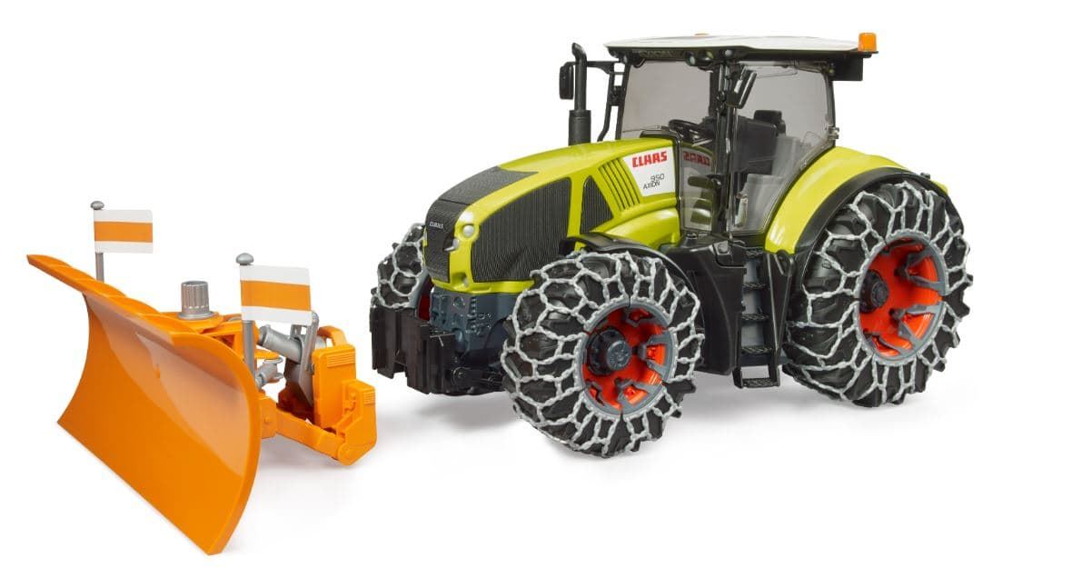 Claas Axion 950 con cadenas de nieve y pala quitanieves BRUDER 03018 - Imagen 5