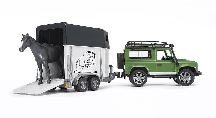 Coche De Juguete LAND ROVER DEFENDER + Remolque + Caballo- Escala 1:16 BRUDER 02592 - Imagen 1