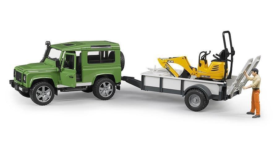 Coche De Juguete LAND ROVER + Remolque + Excavadora - Escala 1:16 BRUDER 02593 - Imagen 2