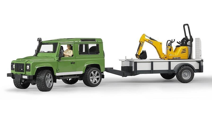 Coche De Juguete LAND ROVER + Remolque + Excavadora - Escala 1:16 BRUDER 02593 - Imagen 3