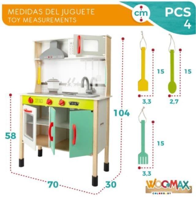 Cocina madera juguete con luz y sonido Woomax - Imagen 7