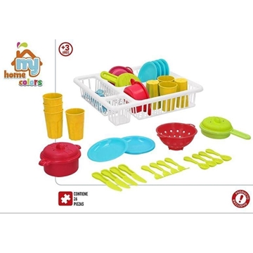 Escurridor de juguete con menaje de cocina - Imagen 1