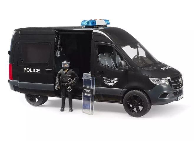 Furgoneta de fuerzas especiales de policía MB + policía BRUDER 02685 - Imagen 2