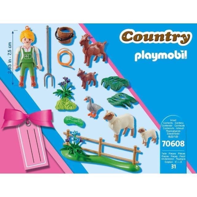 Granjera de juguete con animales playmobil 70608 - Imagen 2