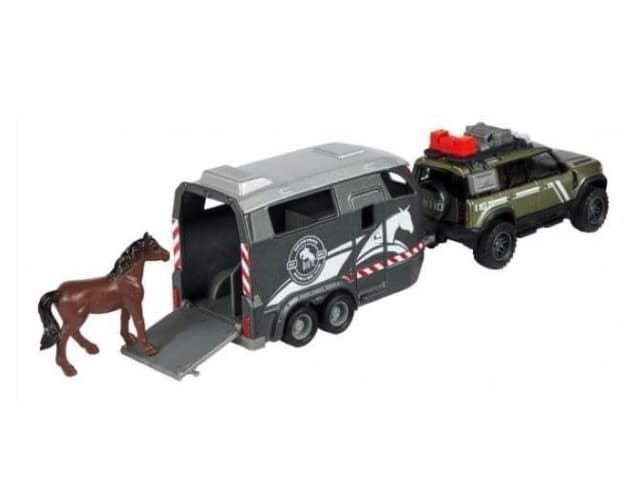autopista tinta capacidad Land Rover con remolque y caballos de juguete con luz y sonido | Majorette