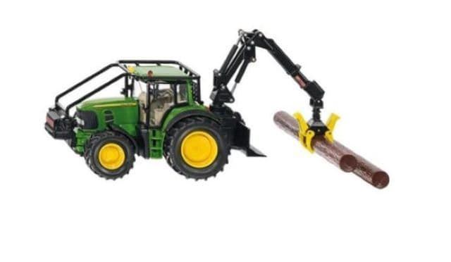 Miniatura Tractor Forestal JOHN DEERE 7530 Con Brazo RITTER Y 4 Troncos - Imagen 1