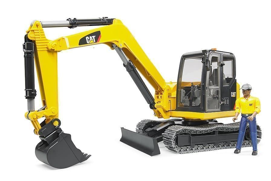 Miniexcavadora De Juguete CAT Con Obrero.- Escala 1:16 BRUDER 02466 - Imagen 1