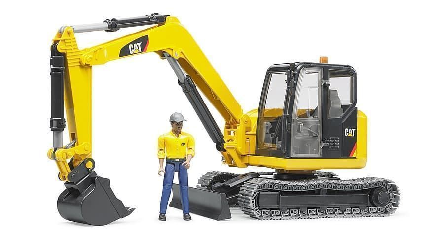 Miniexcavadora De Juguete CAT Con Obrero.- Escala 1:16 BRUDER 02466 - Imagen 2