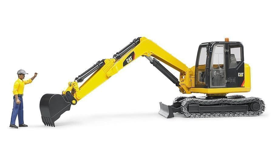 Miniexcavadora De Juguete CAT Con Obrero.- Escala 1:16 BRUDER 02466 - Imagen 3