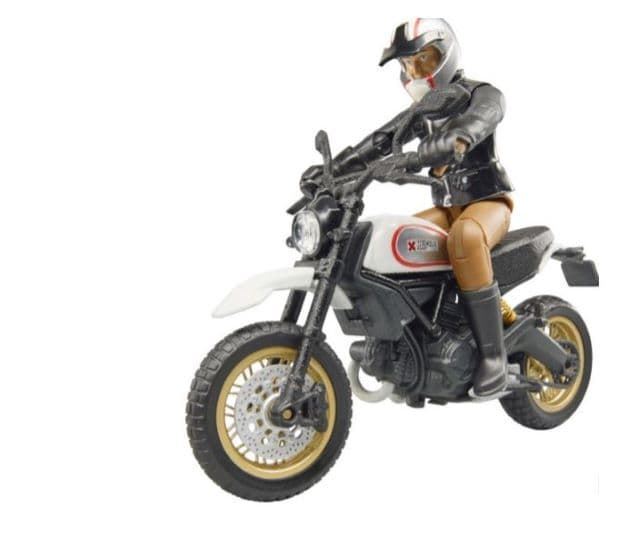 Moto DUCATI DESERT SLED + Conductor De Juguete Escala 1:16 Bruder - Imagen 1