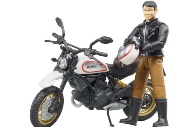 Moto DUCATI DESERT SLED + Conductor De Juguete Escala 1:16 Bruder - Imagen 2