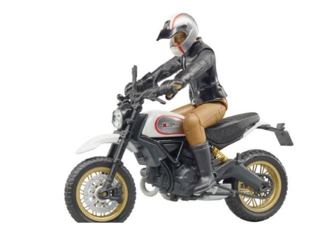 Moto DUCATI DESERT SLED + Conductor De Juguete Escala 1:16 Bruder - Imagen 3