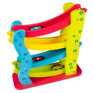 Pista de coches de madera con 4 coches - Imagen 2