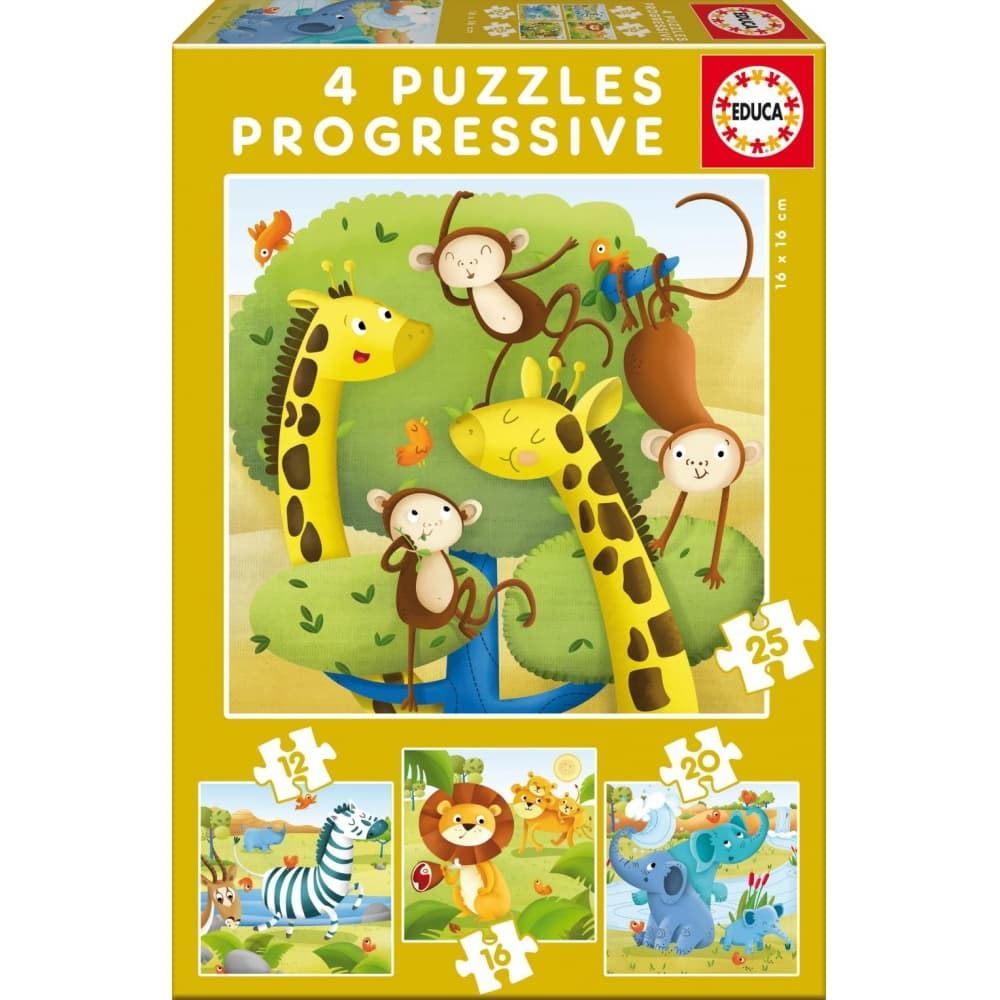 Puzzle animales progresivo 12-16-20-25 piezas educa - Imagen 1