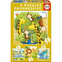 Puzzle animales progresivo 12-16-20-25 piezas educa - Imagen 1