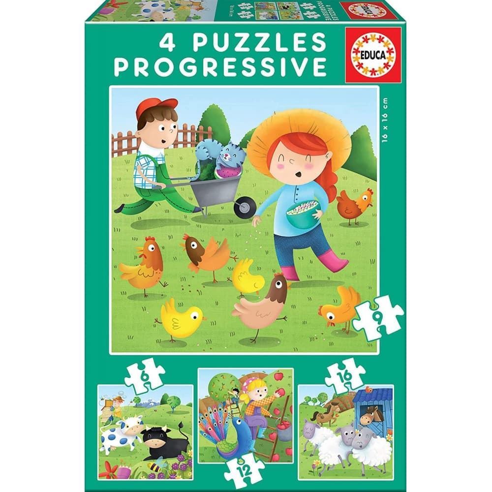 Puzzle granja progresivo 6-9-12-16 piezas educa - Imagen 2