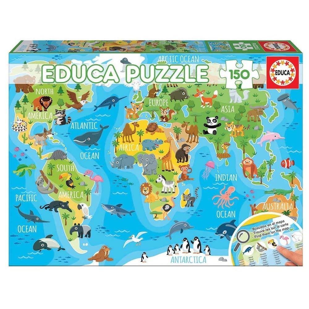 Puzzle infantil mapa animales 150 piezas educa - Imagen 1