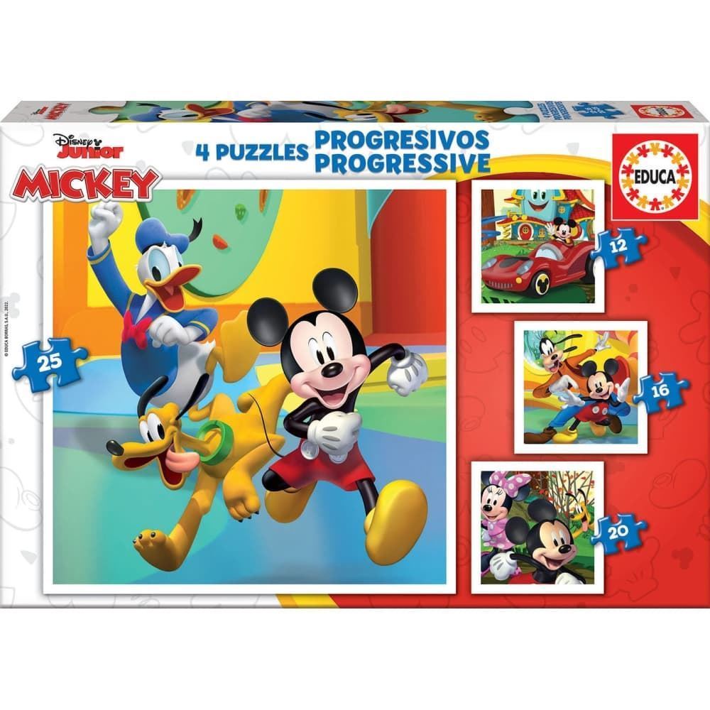 Puzzle progresivo 12-16-20-25 piezas mickey educa - Imagen 1