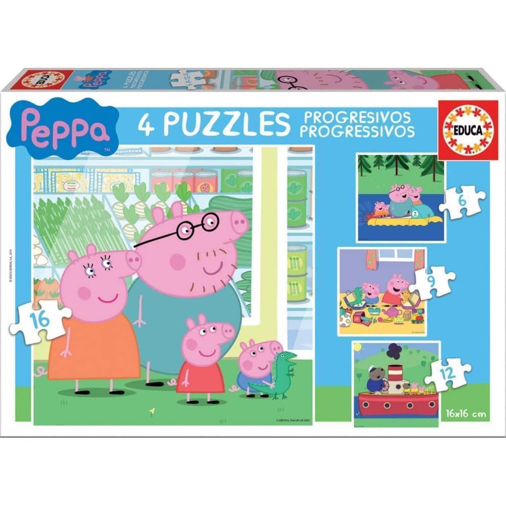 Puzzle Progresivo 6-9-12-16 piezas Peppa Pig educa - Imagen 1