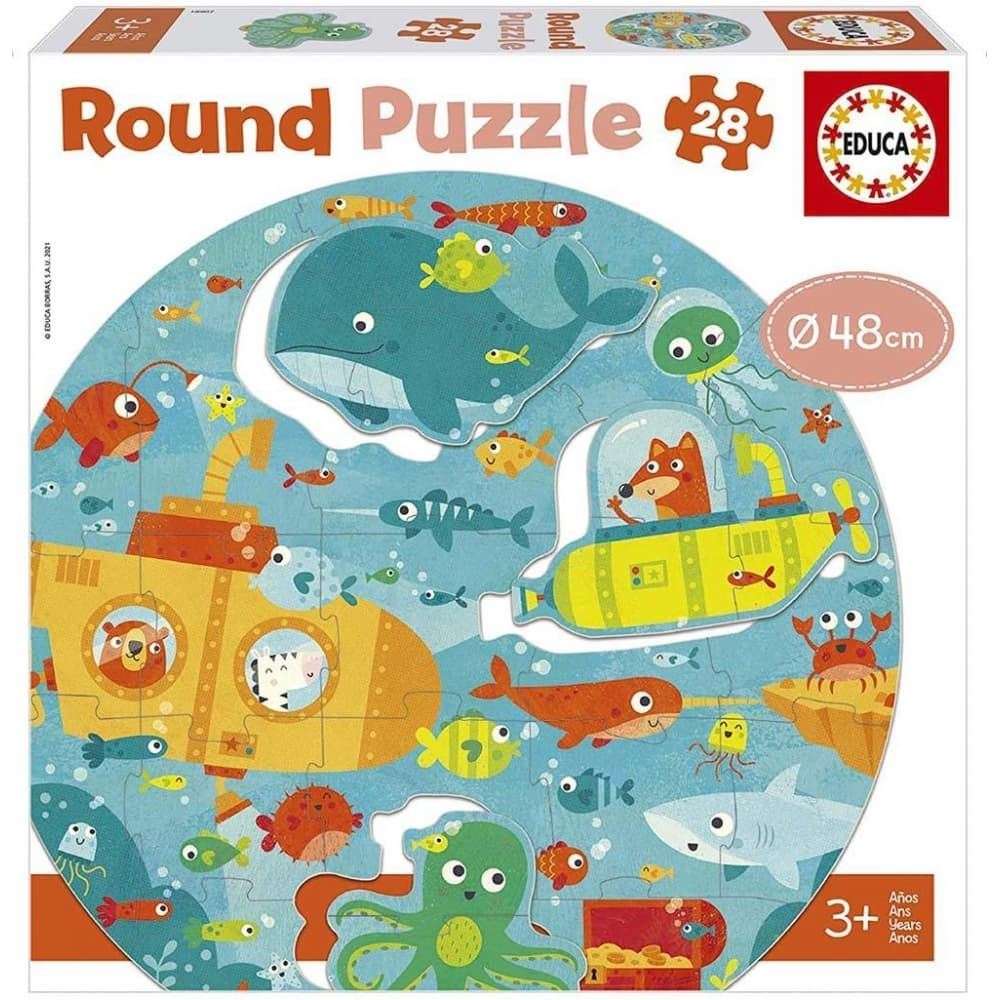 Puzzle redondo animales marinos 28 piezas educa - Imagen 1