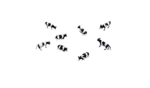 Set De 8 Vacas Blancas Negras-Escala 1:87 KIDS GLOBE 571878 - Imagen 1