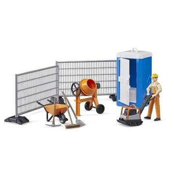 Set de obra con trabajador de juguete Bruder 62008 - Imagen 1