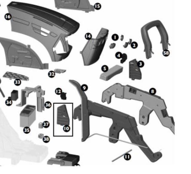 Soporte Derecho Pala Delantera Tractor De Batería Ground Loader Peg Perego - Imagen 1