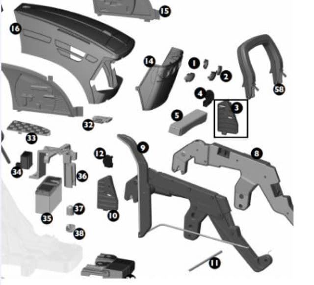 Soporte Izquierdo Pala Delantera Tractor De Batería Ground Loader Peg Perego - Imagen 1