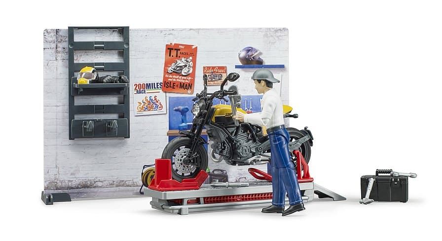 Taller mecánico para motos de juguete Bruder 62102 - Imagen 1