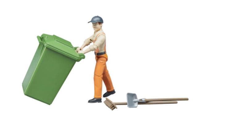 Trabajador Con Accesorios Para Eliminación De Residuos De Juguete Escala 1:16 Bruder 62140 - Imagen 3