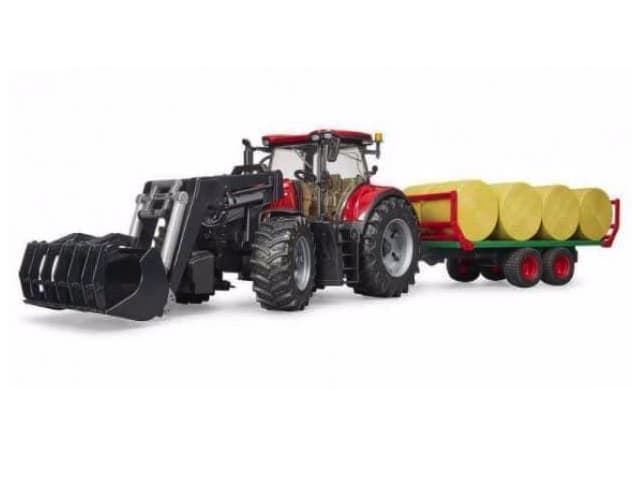 Tractor Case IH Optum 300CVX Con Pala Y Remolque De Pacas 1:16 BRUDER 03198 - Imagen 1