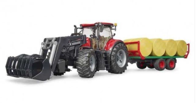 Tractor Case IH Optum 300CVX Con Pala Y Remolque De Pacas 1:16 BRUDER 03198 - Imagen 2