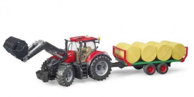 Tractor Case IH Optum 300CVX Con Pala Y Remolque De Pacas 1:16 BRUDER 03198 - Imagen 3